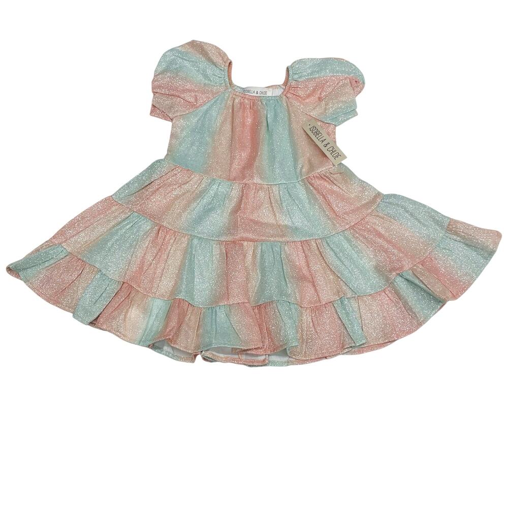 NWT Isobella & Chloe 3T Pink Shimmer Tiered Dress
